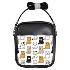 Cat-kitten-seamless-pattern Girls Sling Bag by Simbadda