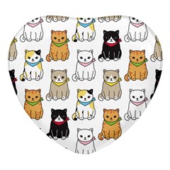 Cat-kitten-seamless-pattern Heart Glass Fridge Magnet (4 Pack)