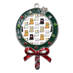 Cat-kitten-seamless-pattern Metal X mas Lollipop With Crystal Ornament