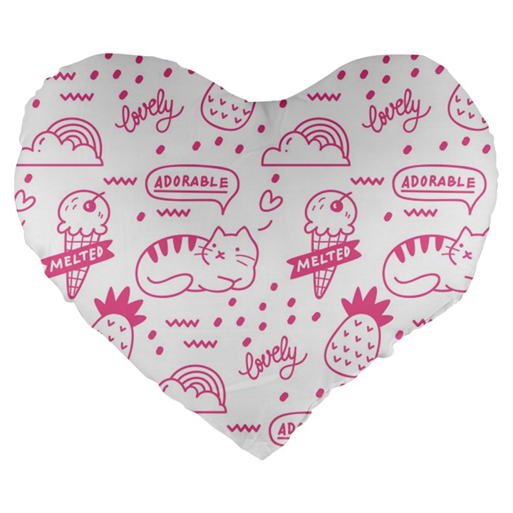 Cute-girly-seamless-pattern Large 19  Premium Heart Shape Cushions