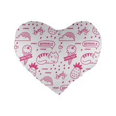 Cute-girly-seamless-pattern Standard 16  Premium Flano Heart Shape Cushions by Simbadda