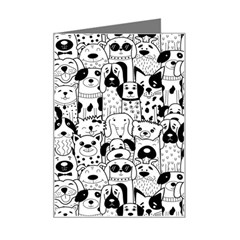 Seamless-pattern-with-black-white-doodle-dogs Mini Greeting Card by Simbadda