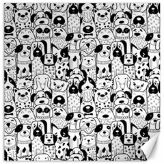 Seamless-pattern-with-black-white-doodle-dogs Canvas 20  X 20  by Simbadda