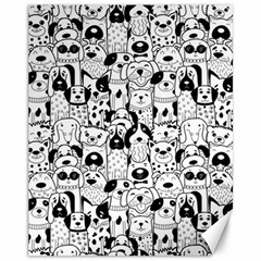 Seamless-pattern-with-black-white-doodle-dogs Canvas 11  X 14  by Simbadda