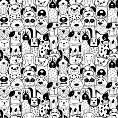 Seamless-pattern-with-black-white-doodle-dogs Play Mat (square) by Simbadda