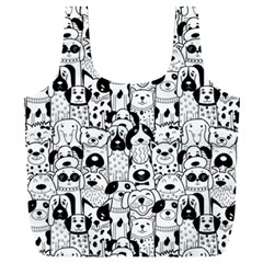 Seamless-pattern-with-black-white-doodle-dogs Full Print Recycle Bag (xxl) by Simbadda