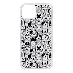 Seamless-pattern-with-black-white-doodle-dogs Iphone 14 Tpu Uv Print Case