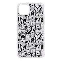 Seamless-pattern-with-black-white-doodle-dogs Iphone 14 Plus Tpu Uv Print Case