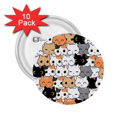 Cute-cat-kitten-cartoon-doodle-seamless-pattern 2 25  Buttons (10 Pack)  by Simbadda