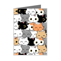 Cute-cat-kitten-cartoon-doodle-seamless-pattern Mini Greeting Card by Simbadda