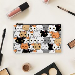 Cute-cat-kitten-cartoon-doodle-seamless-pattern Cosmetic Bag (small) by Simbadda