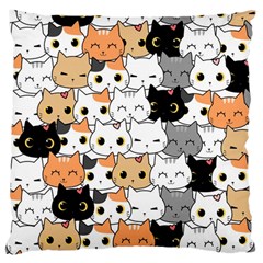 Cute-cat-kitten-cartoon-doodle-seamless-pattern Large Cushion Case (one Side) by Simbadda