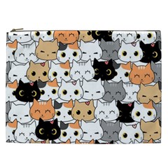 Cute-cat-kitten-cartoon-doodle-seamless-pattern Cosmetic Bag (xxl) by Simbadda