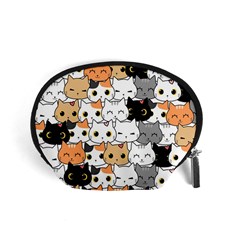 Cute-cat-kitten-cartoon-doodle-seamless-pattern Accessory Pouch (small) by Simbadda