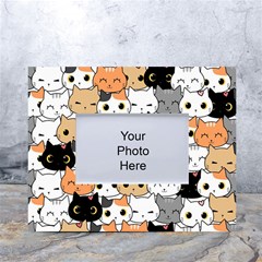 Cute-cat-kitten-cartoon-doodle-seamless-pattern White Tabletop Photo Frame 4 x6  by Simbadda