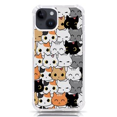 Cute-cat-kitten-cartoon-doodle-seamless-pattern Iphone 14 Tpu Uv Print Case by Simbadda