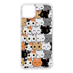 Cute-cat-kitten-cartoon-doodle-seamless-pattern Iphone 14 Plus Tpu Uv Print Case by Simbadda