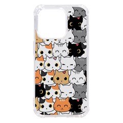 Cute-cat-kitten-cartoon-doodle-seamless-pattern Iphone 14 Pro Tpu Uv Print Case by Simbadda