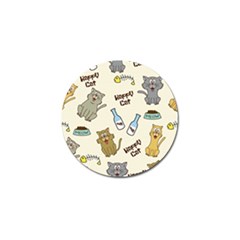 Happy-cats-pattern-background Golf Ball Marker by Simbadda