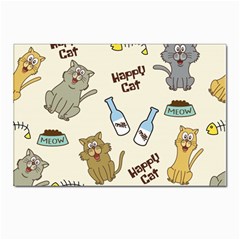 Happy-cats-pattern-background Postcard 4 x 6  (pkg Of 10) by Simbadda