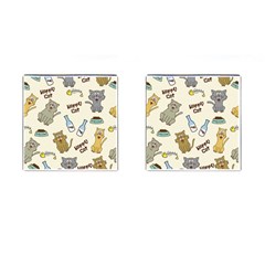 Happy-cats-pattern-background Cufflinks (square) by Simbadda