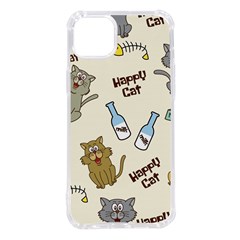 Happy-cats-pattern-background Iphone 14 Plus Tpu Uv Print Case by Simbadda