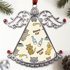 Happy-cats-pattern-background Metal Angel With Crystal Ornament