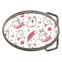 Cute-animals-seamless-pattern-kawaii-doodle-style Belt Buckles by Simbadda