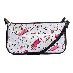 Cute-animals-seamless-pattern-kawaii-doodle-style Shoulder Clutch Bag by Simbadda