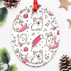 Cute-animals-seamless-pattern-kawaii-doodle-style Ornament (oval Filigree)