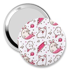 Cute-animals-seamless-pattern-kawaii-doodle-style 3  Handbag Mirrors by Simbadda