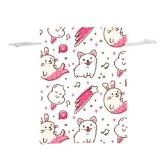 Cute-animals-seamless-pattern-kawaii-doodle-style Lightweight Drawstring Pouch (m) by Simbadda