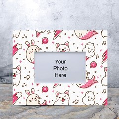 Cute-animals-seamless-pattern-kawaii-doodle-style White Tabletop Photo Frame 4 x6  by Simbadda