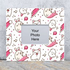 Cute-animals-seamless-pattern-kawaii-doodle-style White Wall Photo Frame 5  X 7  by Simbadda