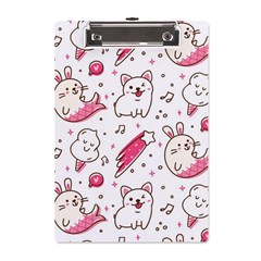 Cute-animals-seamless-pattern-kawaii-doodle-style A5 Acrylic Clipboard by Simbadda