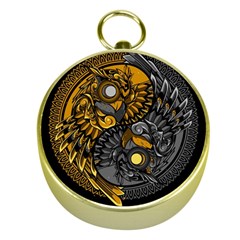 Yin-yang-owl-doodle-ornament-illustration Gold Compasses by Simbadda