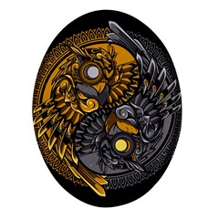 Yin-yang-owl-doodle-ornament-illustration Oval Glass Fridge Magnet (4 Pack)