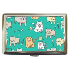 Seamless-pattern-cute-cat-cartoon-with-hand-drawn-style Cigarette Money Case by Simbadda