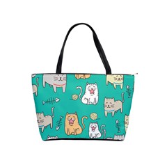 Seamless-pattern-cute-cat-cartoon-with-hand-drawn-style Classic Shoulder Handbag by Simbadda