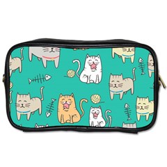 Seamless-pattern-cute-cat-cartoon-with-hand-drawn-style Toiletries Bag (two Sides) by Simbadda