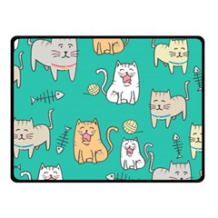 Seamless-pattern-cute-cat-cartoon-with-hand-drawn-style Fleece Blanket (small) by Simbadda