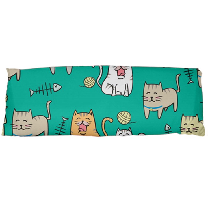 Seamless-pattern-cute-cat-cartoon-with-hand-drawn-style Body Pillow Case (Dakimakura)