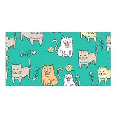 Seamless-pattern-cute-cat-cartoon-with-hand-drawn-style Satin Shawl 45  X 80  by Simbadda