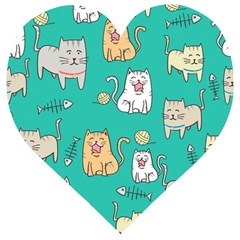 Seamless-pattern-cute-cat-cartoon-with-hand-drawn-style Wooden Puzzle Heart