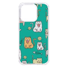 Seamless-pattern-cute-cat-cartoon-with-hand-drawn-style Iphone 14 Pro Tpu Uv Print Case by Simbadda