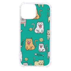 Seamless-pattern-cute-cat-cartoon-with-hand-drawn-style Iphone 13 Mini Tpu Uv Print Case by Simbadda