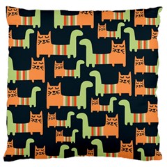 Seamless-pattern-with-cats Large Cushion Case (one Side) by Simbadda