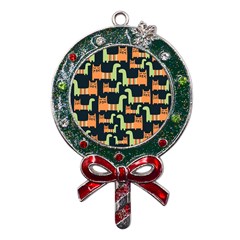 Seamless-pattern-with-cats Metal X mas Lollipop With Crystal Ornament