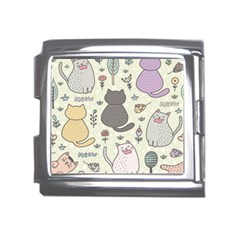 Funny Cartoon Cat Seamless Pattern Mega Link Italian Charm (18mm) by Simbadda