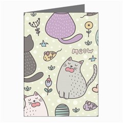 Funny Cartoon Cat Seamless Pattern Greeting Cards (pkg Of 8)